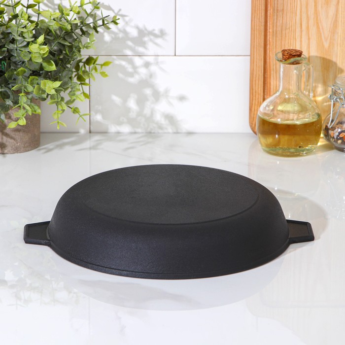 Сковорода 24 см, с двумя ушками, с алюминиевой крышкой