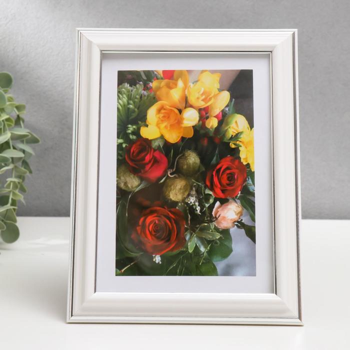 Фоторамка 13х18 см "Белая с серебром"