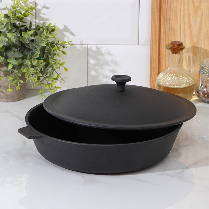 Сковорода 26 см, с двумя ушками, с алюминиевой крышкой