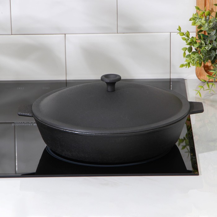 Сковорода 26 см, с двумя ушками, с алюминиевой крышкой