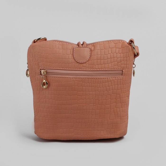 Сумка женская на молнии, 1 отдел, 3 наружных кармана, цвет персиковый