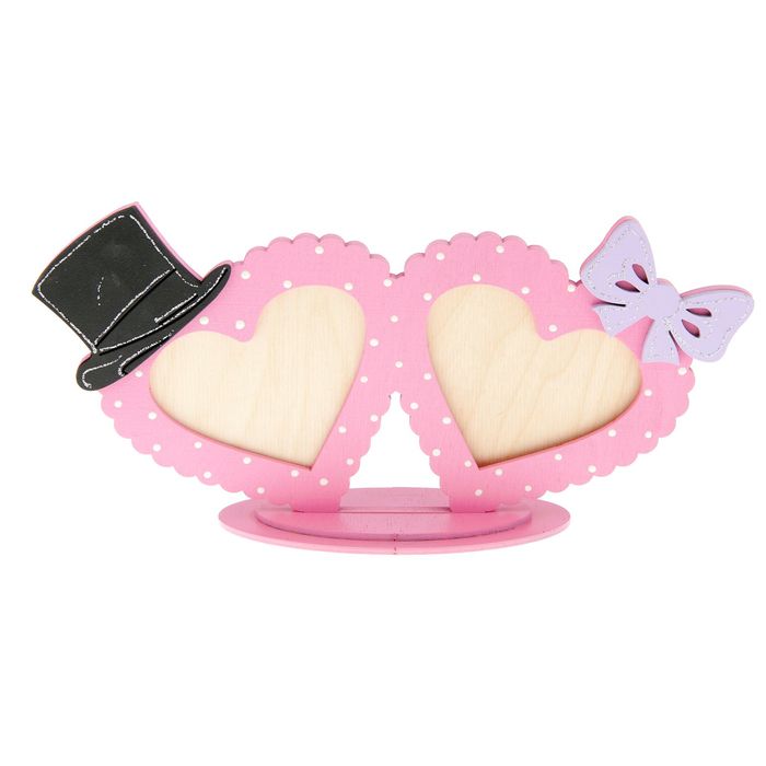 Фоторамка "Два сердца" на 2 фото 7х9 см, с шляпой и бантом