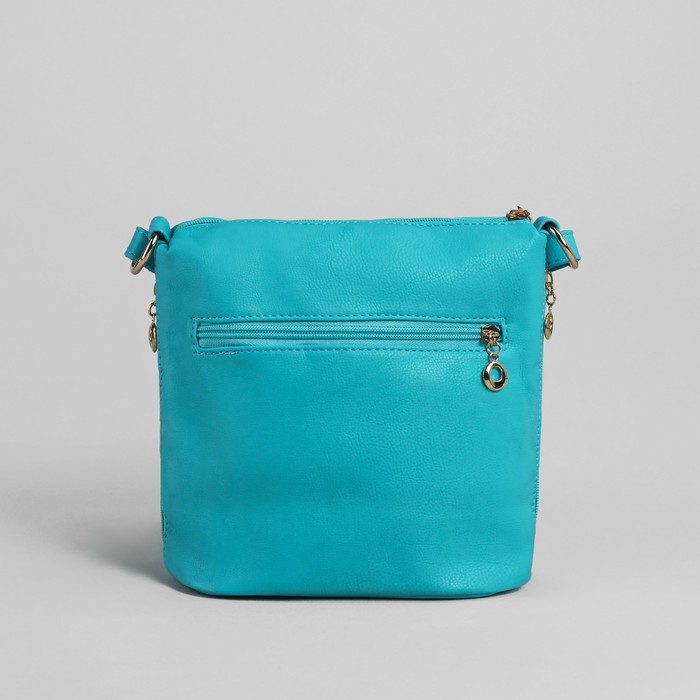 Сумка женская на молнии, 1 отдел, 3 наружных кармана, бирюзовая
