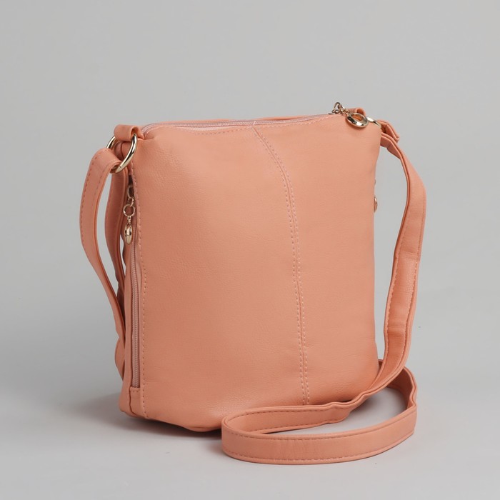 Сумка женская на молнии, 1 отдел, 3 наружных кармана, розовая