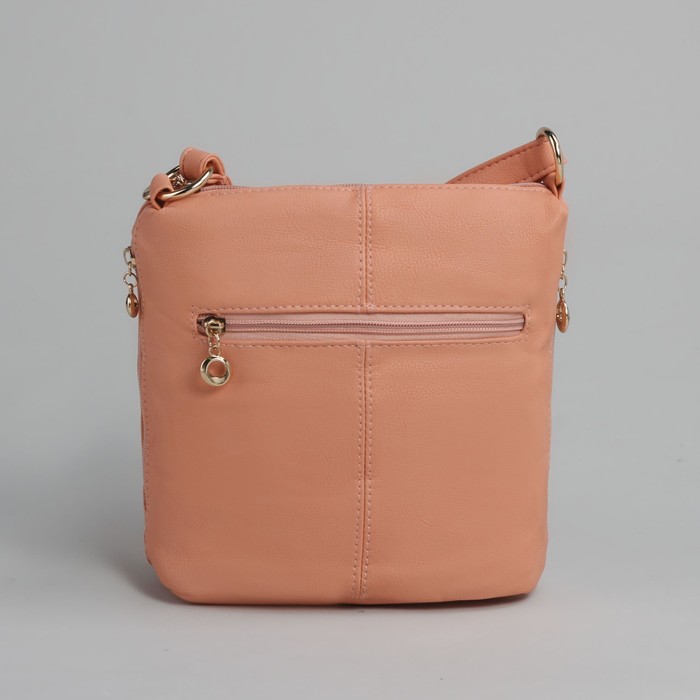 Сумка женская на молнии, 1 отдел, 3 наружных кармана, розовая