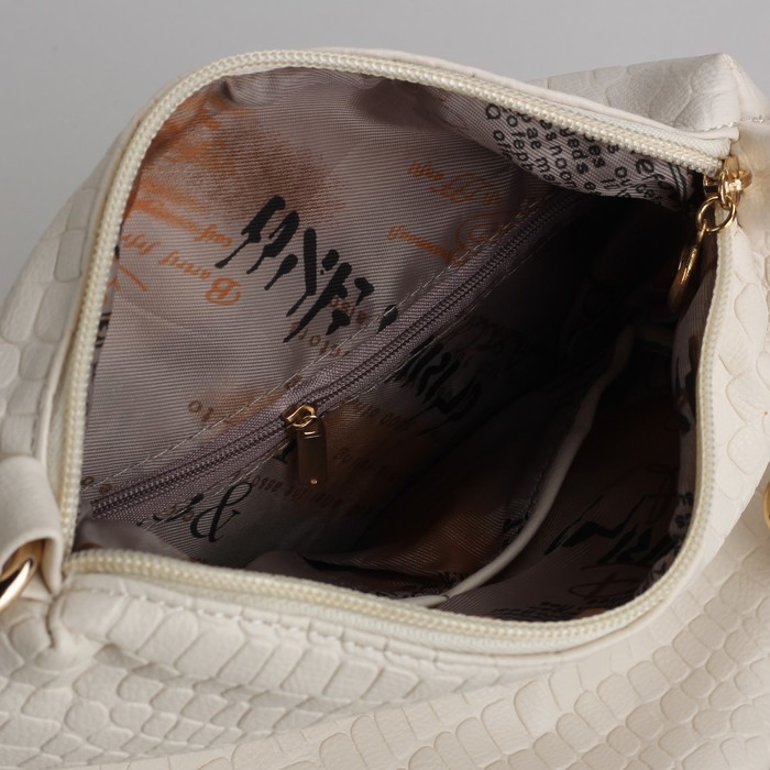 Сумка женская на молнии, 1 отдел, 3 наружных кармана, цвет молочный