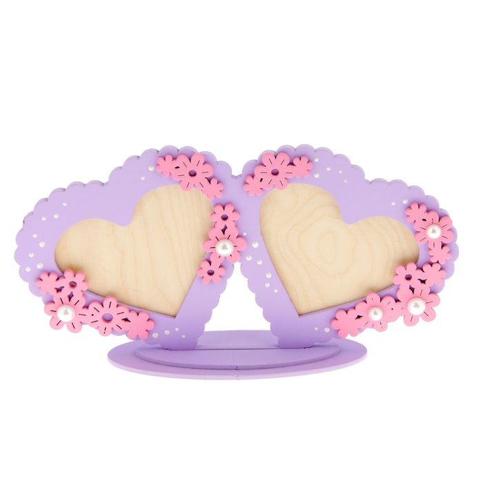 Фоторамка "Два сердца" на 2 фото 7х9 см, с цветами