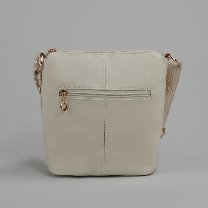 Сумка женская на молнии, 1 отдел, 3 наружных кармана, цвет молочный