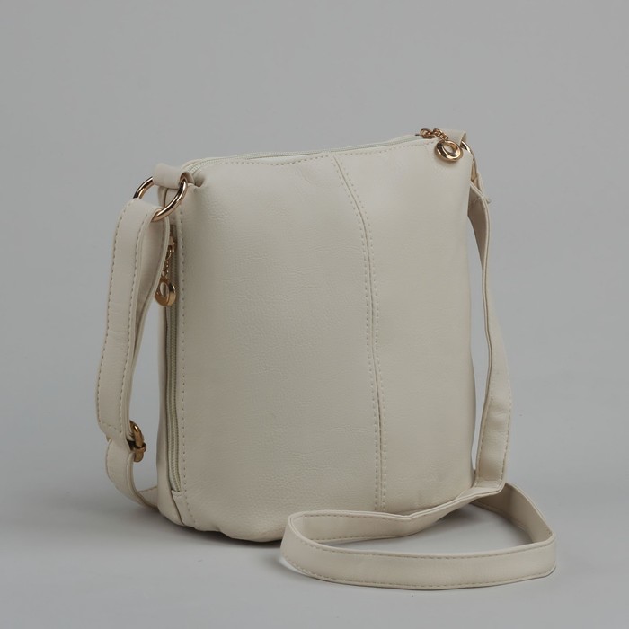 Сумка женская на молнии, 1 отдел, 3 наружных кармана, цвет молочный