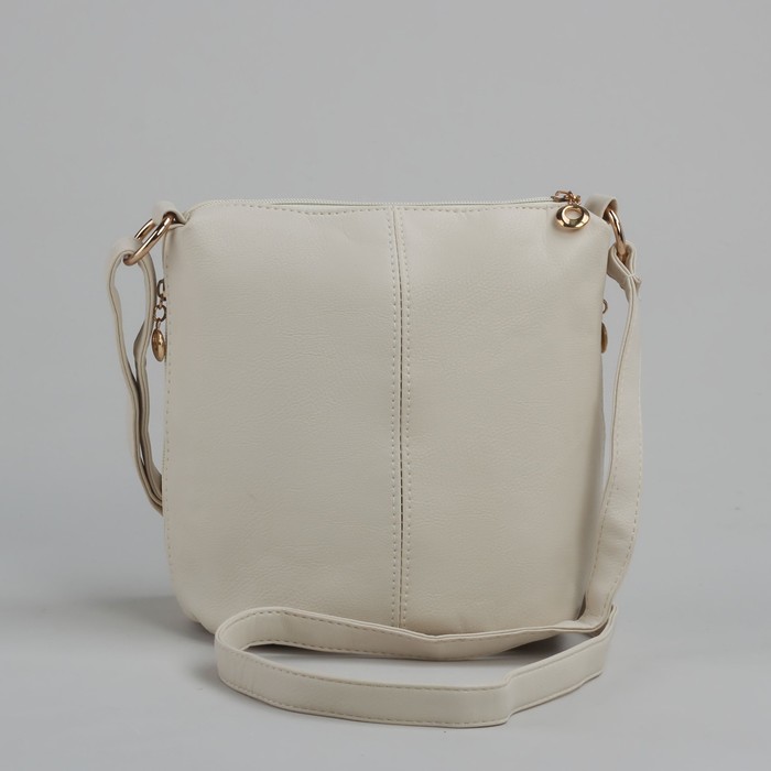 Сумка женская на молнии, 1 отдел, 3 наружных кармана, цвет молочный