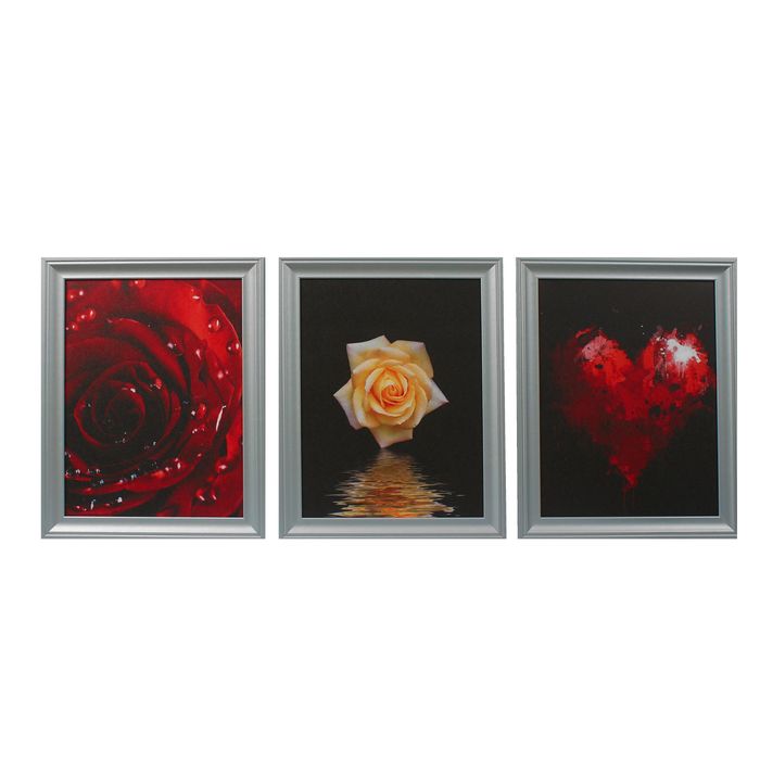 Модульная картина в раме "Любовь и розы", 60×135 см