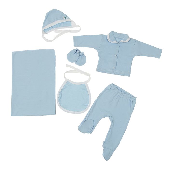 Комплект подарочный "Бусинка" 6 предметов, рост 50-62, цвет голубой К32-4-6ТР(ИН)