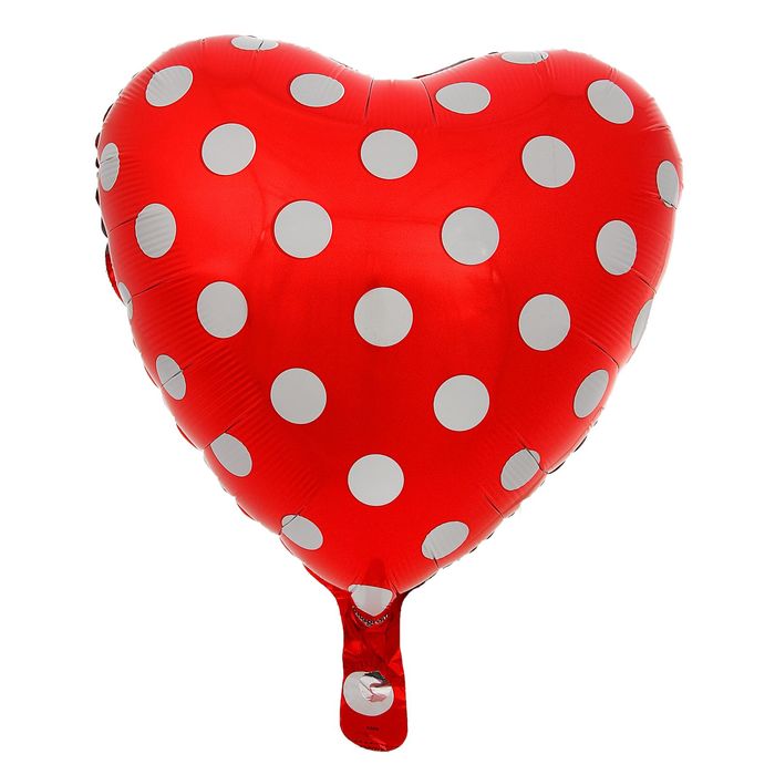 Шар фольгированный 18" "Горошек на красном", сердце