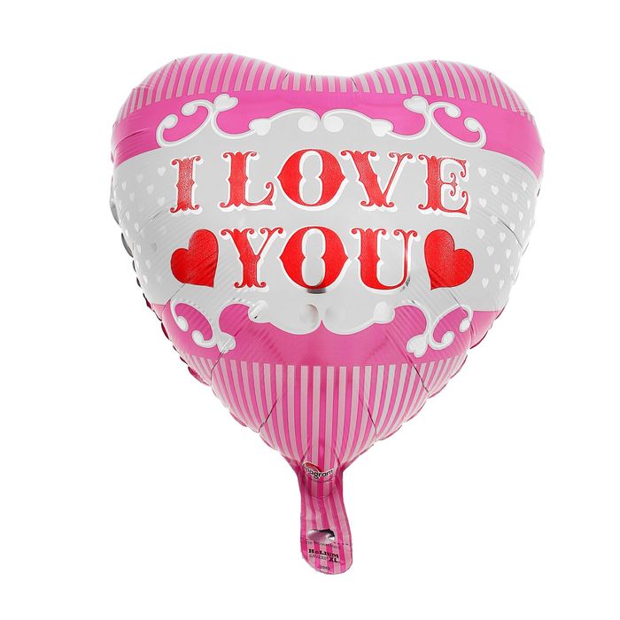 Шар фольгированный 18" I Love You, сердце, цвет розовый