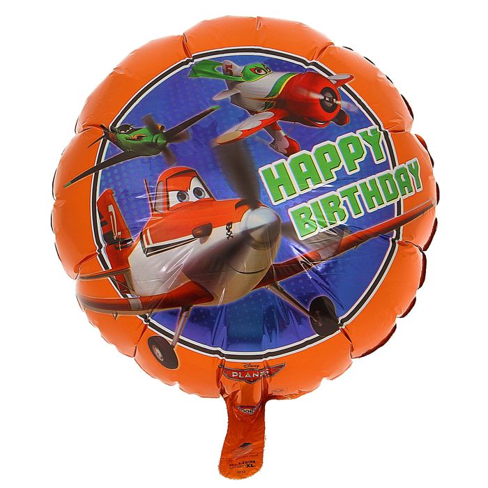 Шар фольгированный 18" Happy Birthday "Самолёты", круг