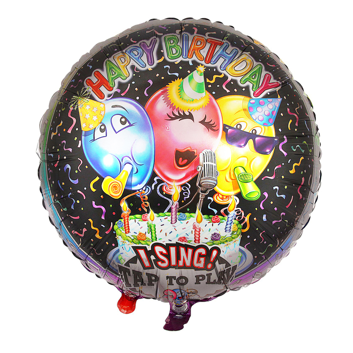 Шар фольгированный 28" Happy Birthday "Шары весёлые", круг, музыкальный