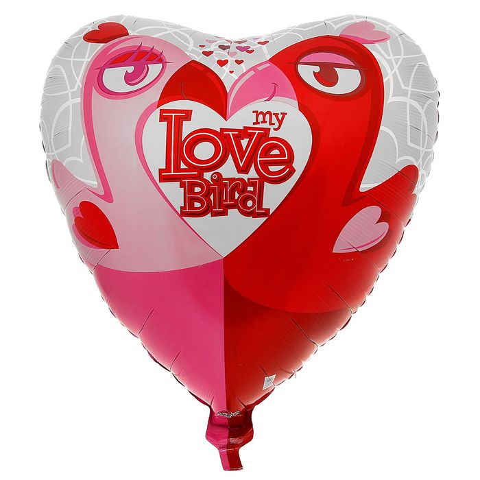 Шар фольгированный 32" Love "Птички", сердце