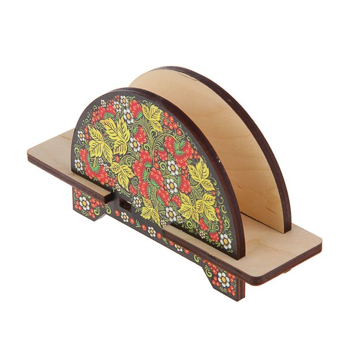 Салфетница «Малинка», овальная, чёрный фон, 11×10 см