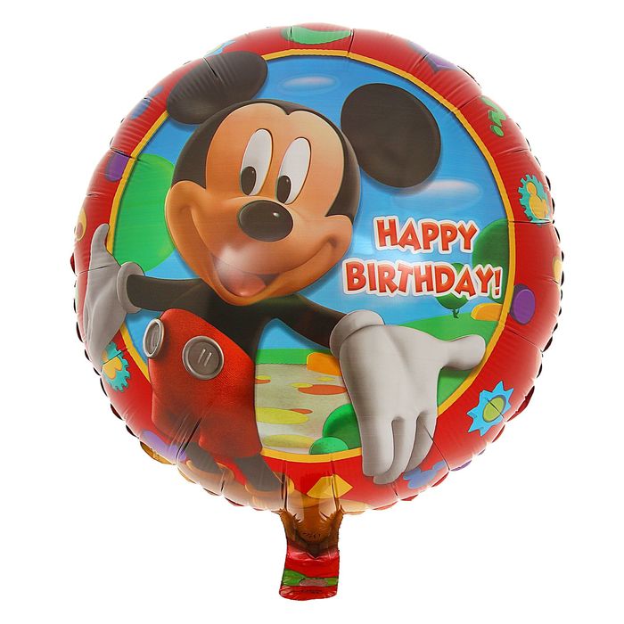 Шар фольгированный 18" Happy Birthday "Микки", круг