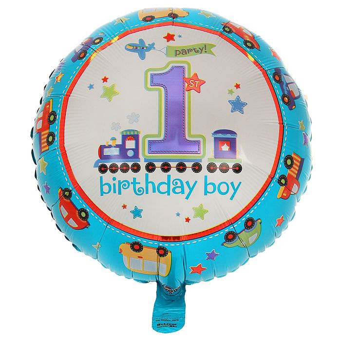 Шар фольгированный 18" "1-й день рождения", мальчик, круг