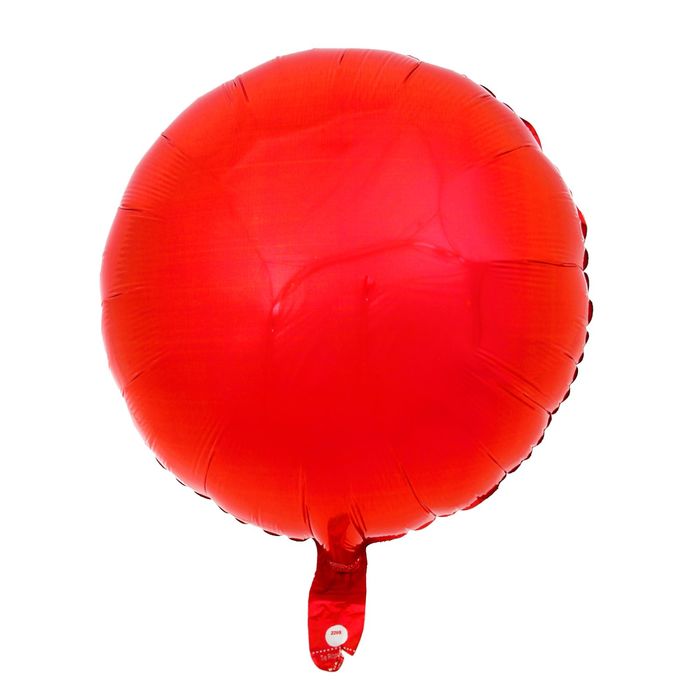 Шар фольгированный 18", круг, металл, цвет красный