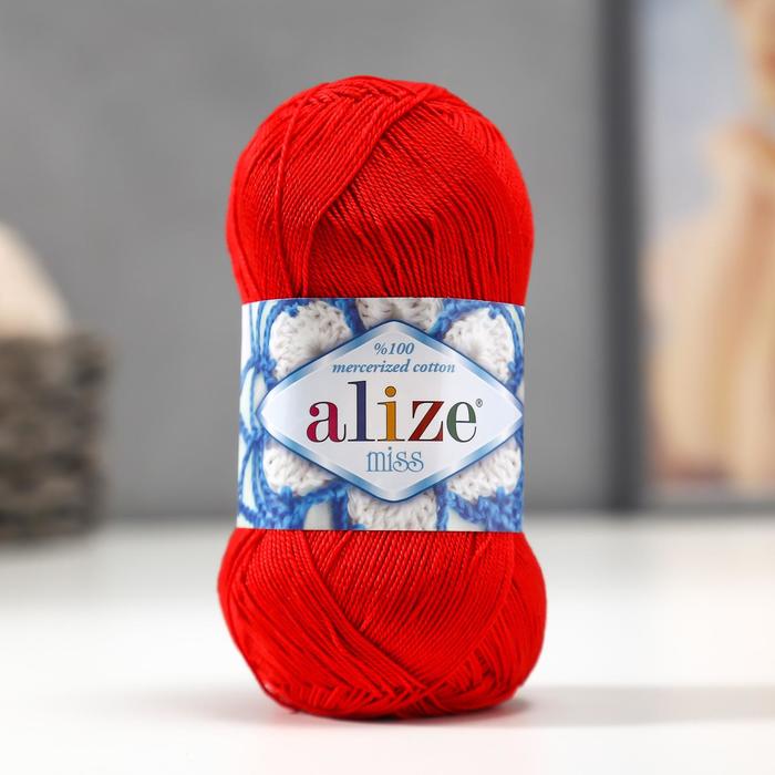 Пряжа "Miss" 100% мерсеризованный хлопок 280м/50гр (56 красный)