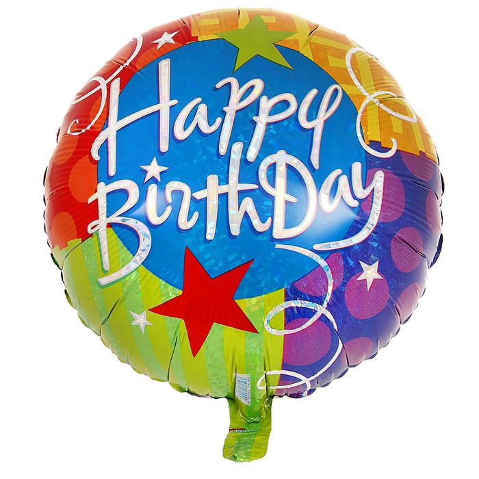 Шар фольгированный 18" Happy Birthday "Звёзды", круг