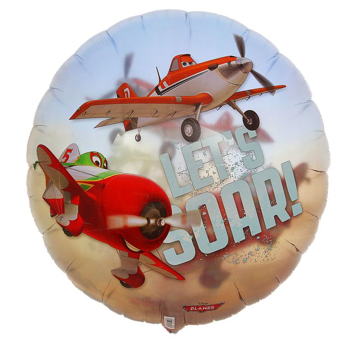 Шар фольгированный прозрачный "Самолёты", 26", круг