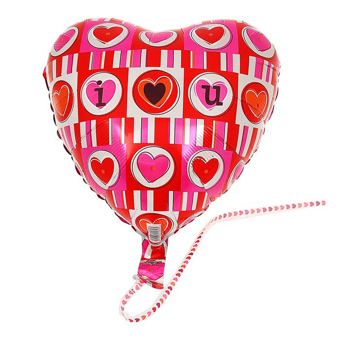Шар фольгированный 18" "Сердца, круги, полосы"