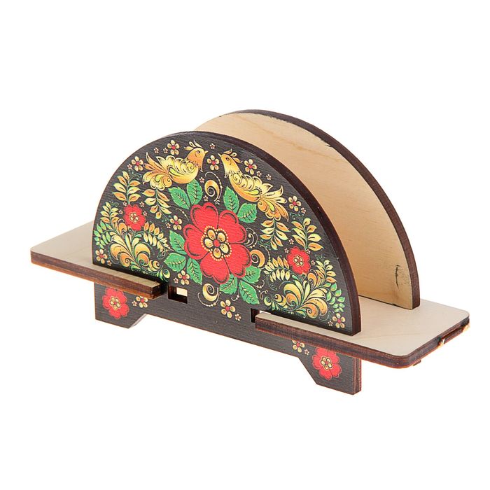 Салфетница «Птицы», хохлома, овальная, 11×10 см