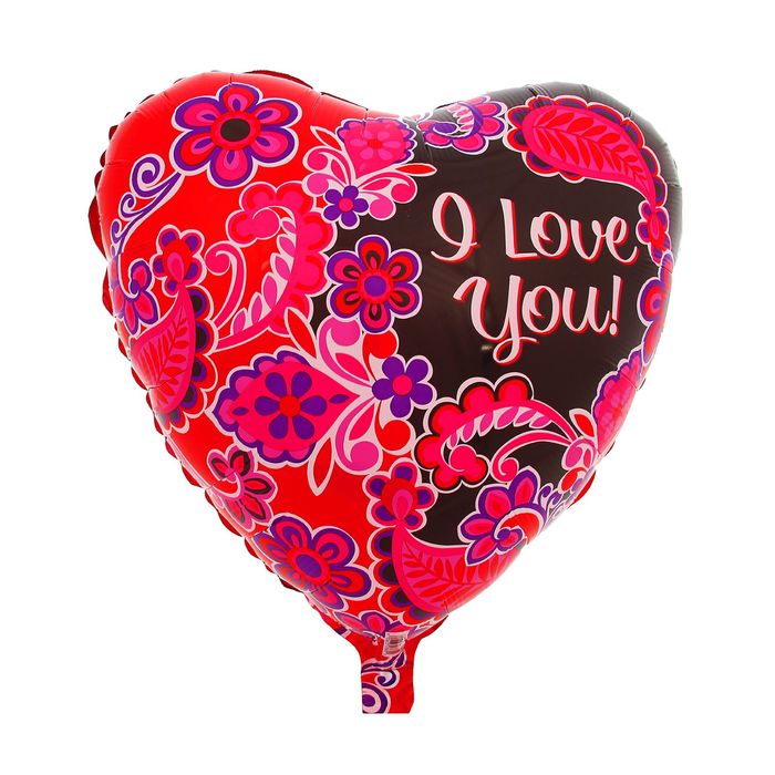 Шар фольгированный 21" "Цветочный узор", сердце
