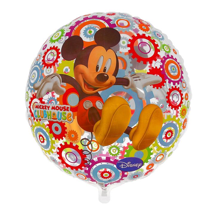 Шар фольгированный прозрачный "Микки и шестерёнки", 26", круг