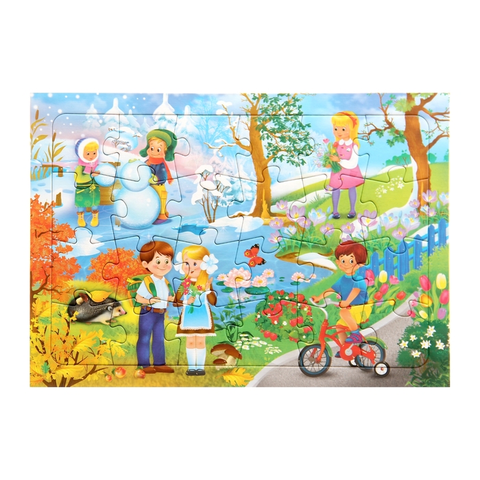 Пазл на подложке "Времена года", 24 элемента