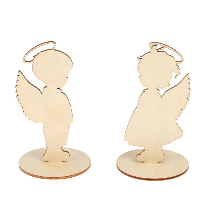 Заготовка для декора из фанеры "Ангелочки" (набор 4 детали) 70x150x0,3мм