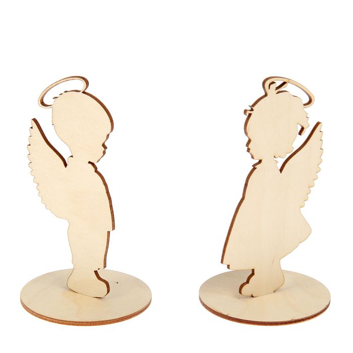 Заготовка для декора из фанеры "Ангелочки" (набор 4 детали) 70x150x0,3мм