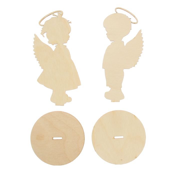 Заготовка для декора из фанеры "Ангелочки" (набор 4 детали) 70x150x0,3мм