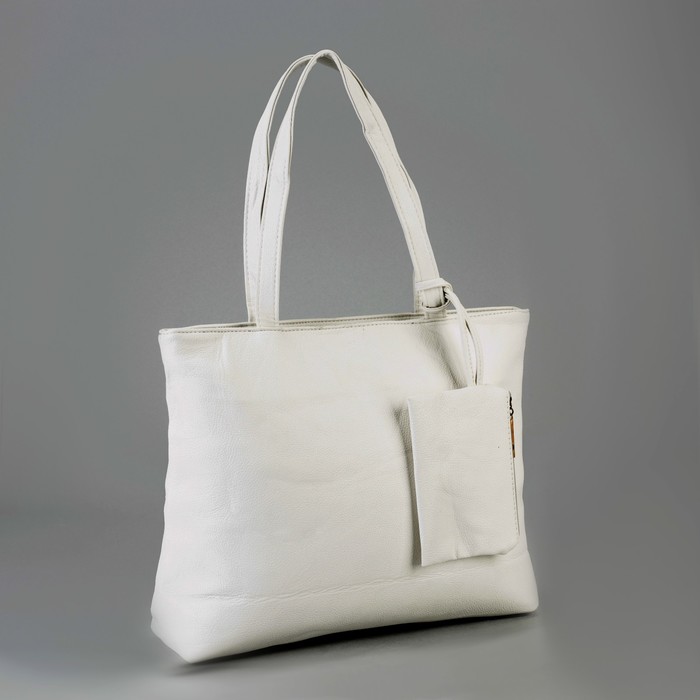 Сумка женская на молнии, 1 отдел с перегородкой, 1 наружный карман, с кошельком, белая