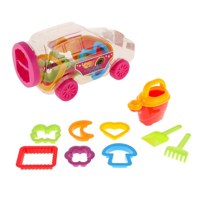 Песочный набор "Джип" для девочек в упаковке-машинке
