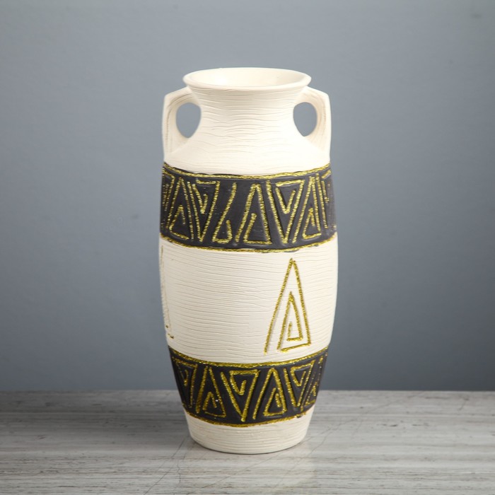 Ваза "Готика" большая, греческие мотивы, шамот, микс