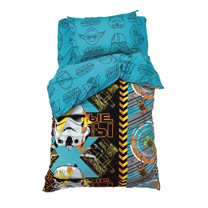 Постельное бельё 1,5 сп "Звездные войны", размер 143х215 см, 150х214 см, 50х70 см-1 шт., 100% хлопок, бязь