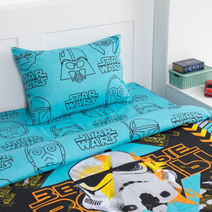 Постельное бельё 1,5 сп "Звездные войны", размер 143х215 см, 150х214 см, 50х70 см-1 шт., 100% хлопок, бязь