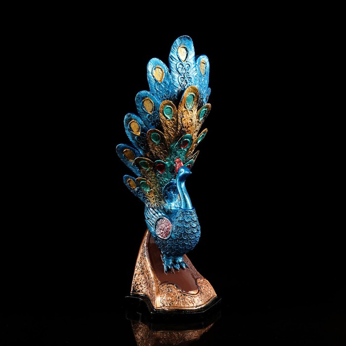 Статуэтка "Павлин", синяя, гипс, 36 см, микс