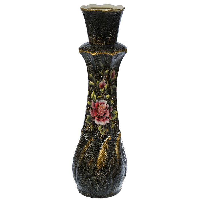 Ваза напольная "Лилиана" кракелюр, чёрная