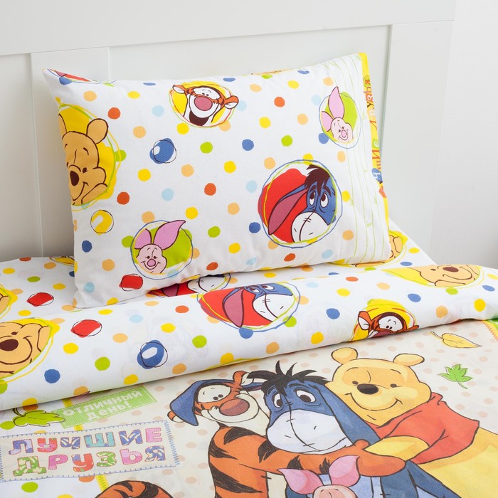 Постельное бельё 1,5 сп. "Медвежонок Винни и его друзья", размер 143х215 см, 150х214 см, 50х70 см-1 шт., 100% хлопок, бязь