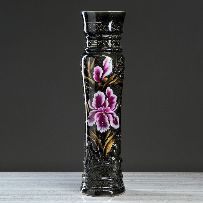 Ваза напольная "Феерия" кракелюр, чёрная