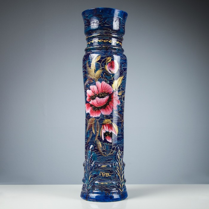 Ваза напольная "Феерия" кракелюр, синяя, микс