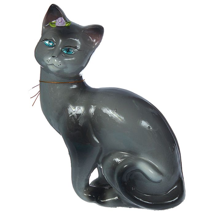 Копилка "Кошка Шарлотта" глянец, серая