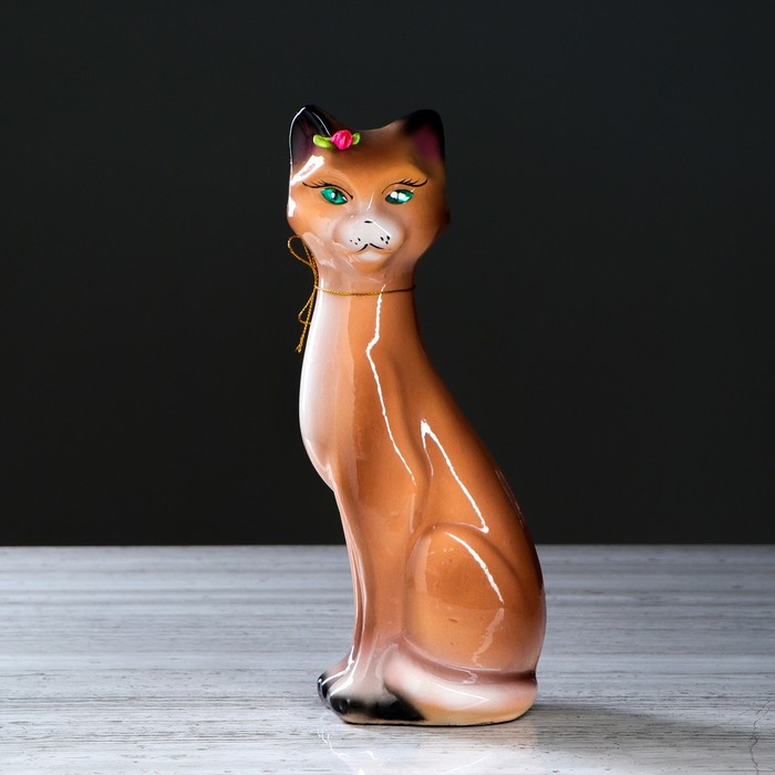 Копилка "Кэтти" малая, глянец, бежево-коричневая