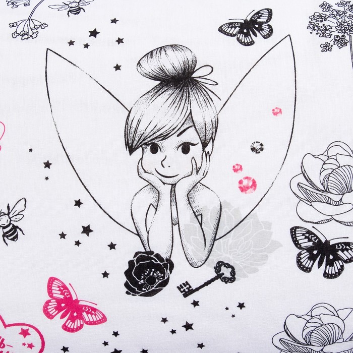 Постельное бельё 1,5 сп "Феи: Динь-Динь", размер 143х215 см, 150х214 см, 50х70 см-1 шт., 100% хлопок, бязь