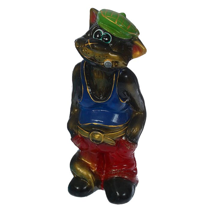 Копилка "Кот фраер" глянец, чёрная, задувка золото, микс